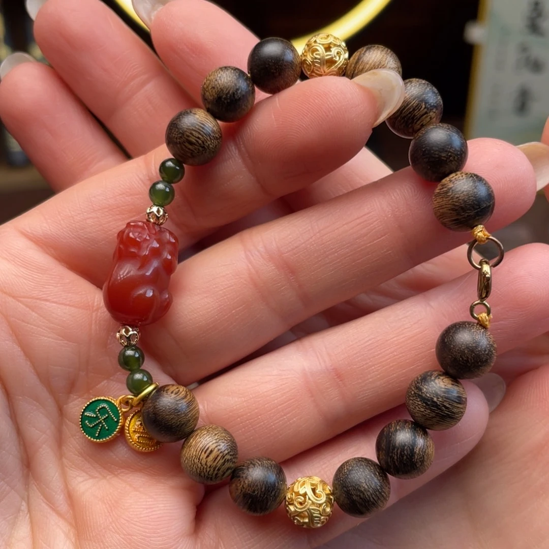 手串沉香越南芽庄白棋楠虎斑瘤疤0.8多圈