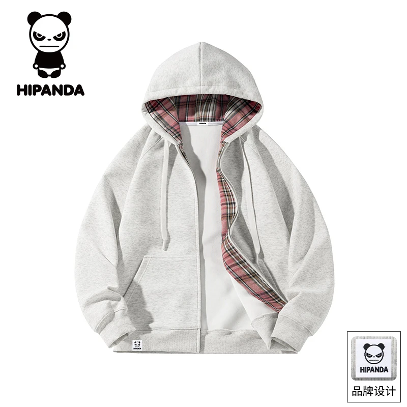 Hi Panda你好熊猫秋季连帽开衫卫衣男士2025潮牌宽松百搭休闲外套