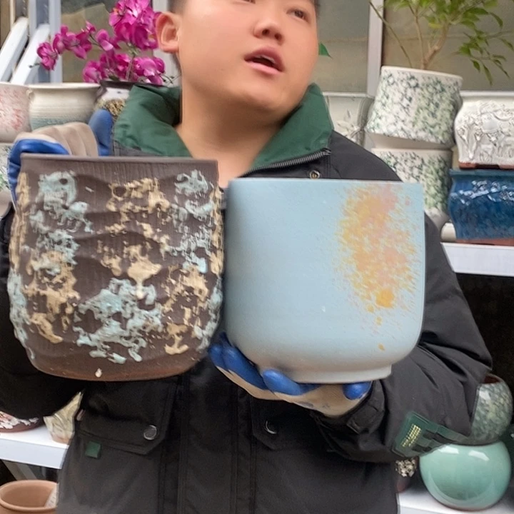 紫砂花盆口19高19处理瑕疵