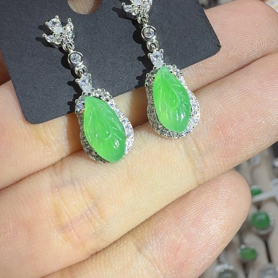 翡翠银S925镶嵌戒指天然缅甸翡翠A货