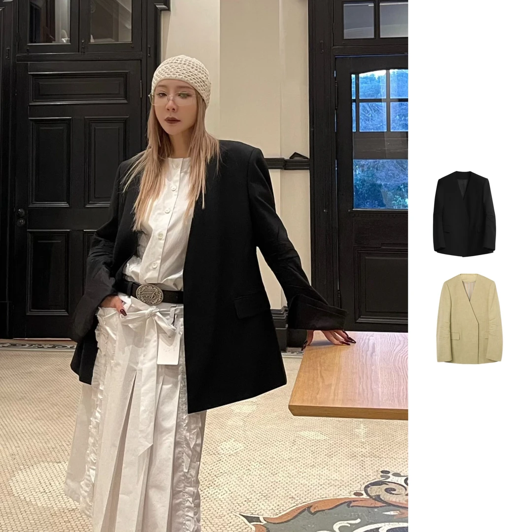 【ETHOR】25早春ERSS25-193B/192B设计师无领压褶西装外套