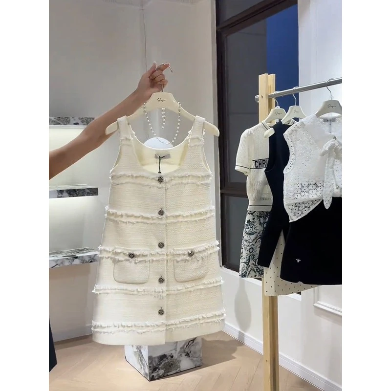 2025夏季新款小香风流苏粗花呢设计高级感优雅时尚气质连衣裙