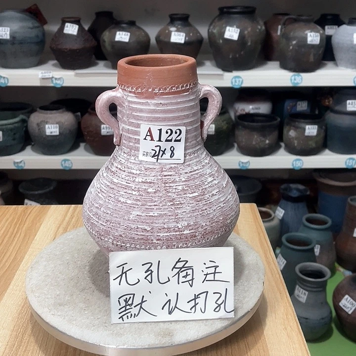 红陶手工制作工艺花盆