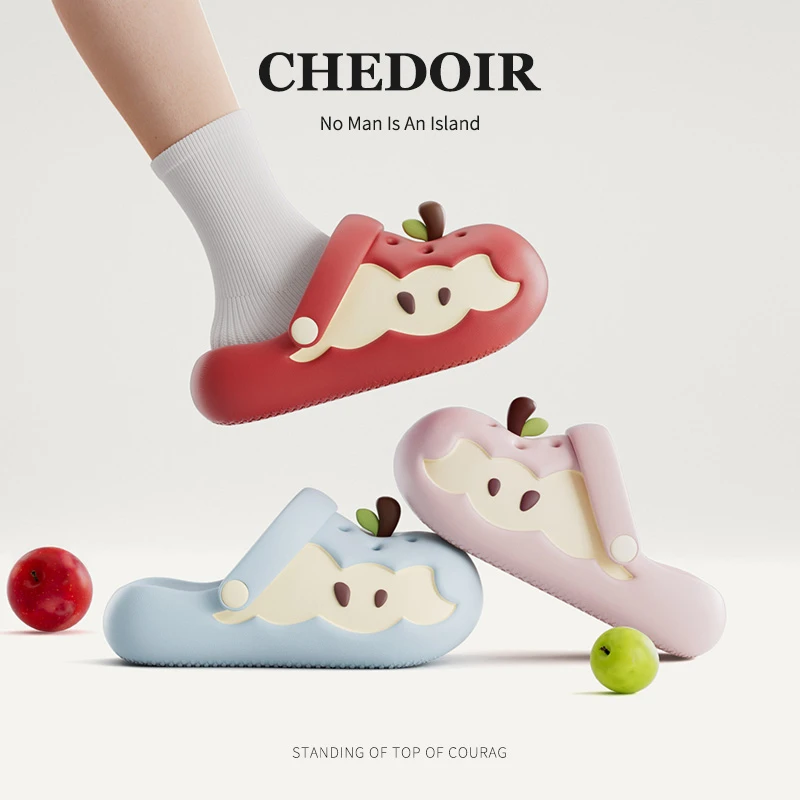chedoir原创红苹果洞洞鞋女夏季ins外穿防滑透气厚底沙滩包头拖鞋