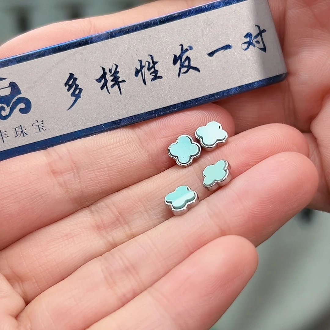 绿松石珠宝奇石银S925镶嵌发一件，多样性发货