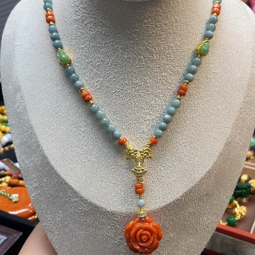 翡翠未镶嵌项链炸