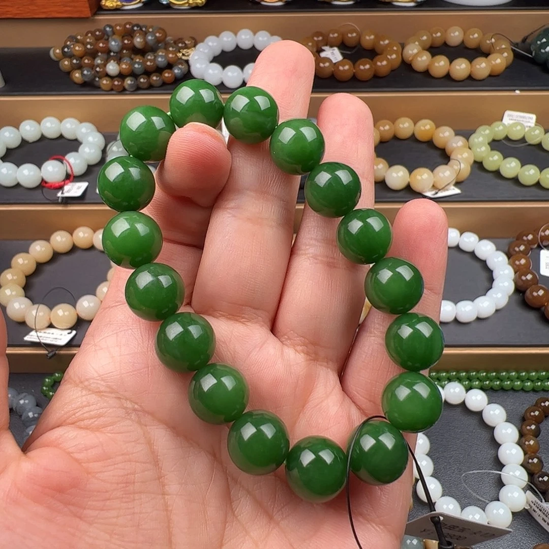 和田玉未镶嵌手链俄碧天花板卡12