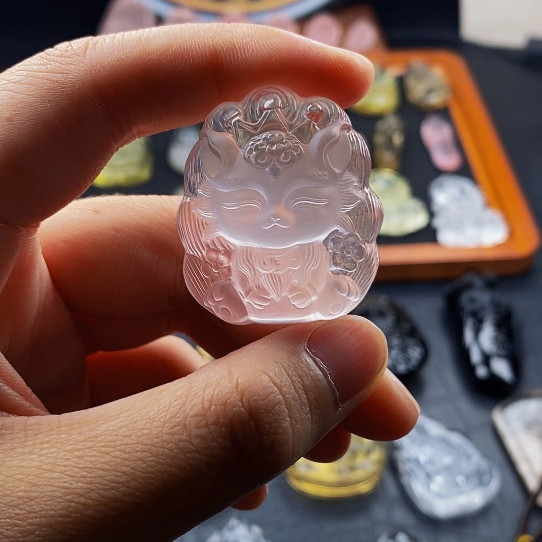吊坠未镶嵌水晶粉水晶吊坠