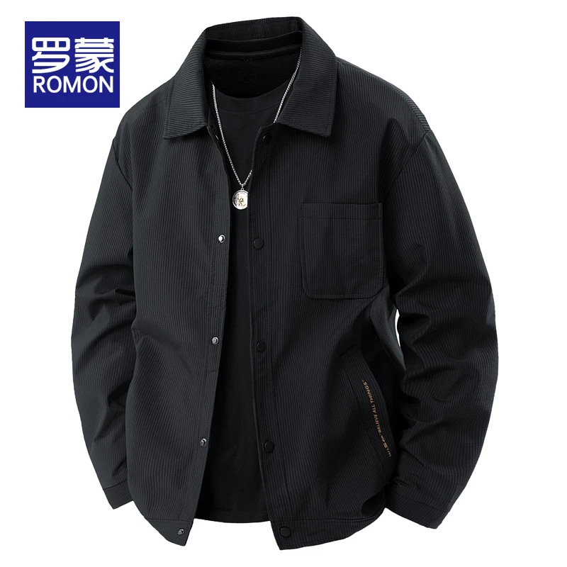 罗蒙男士秋季潮流百搭工装夹克男款新款春秋款翻领休闲时尚外套男