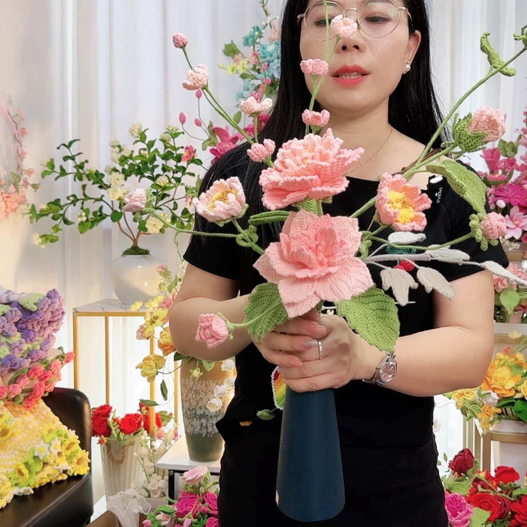 莱赛尔纤维棉手工钩织花束