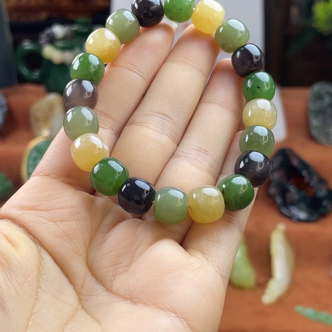 和田玉未镶嵌颈饰和田玉多宝老型手串卡10