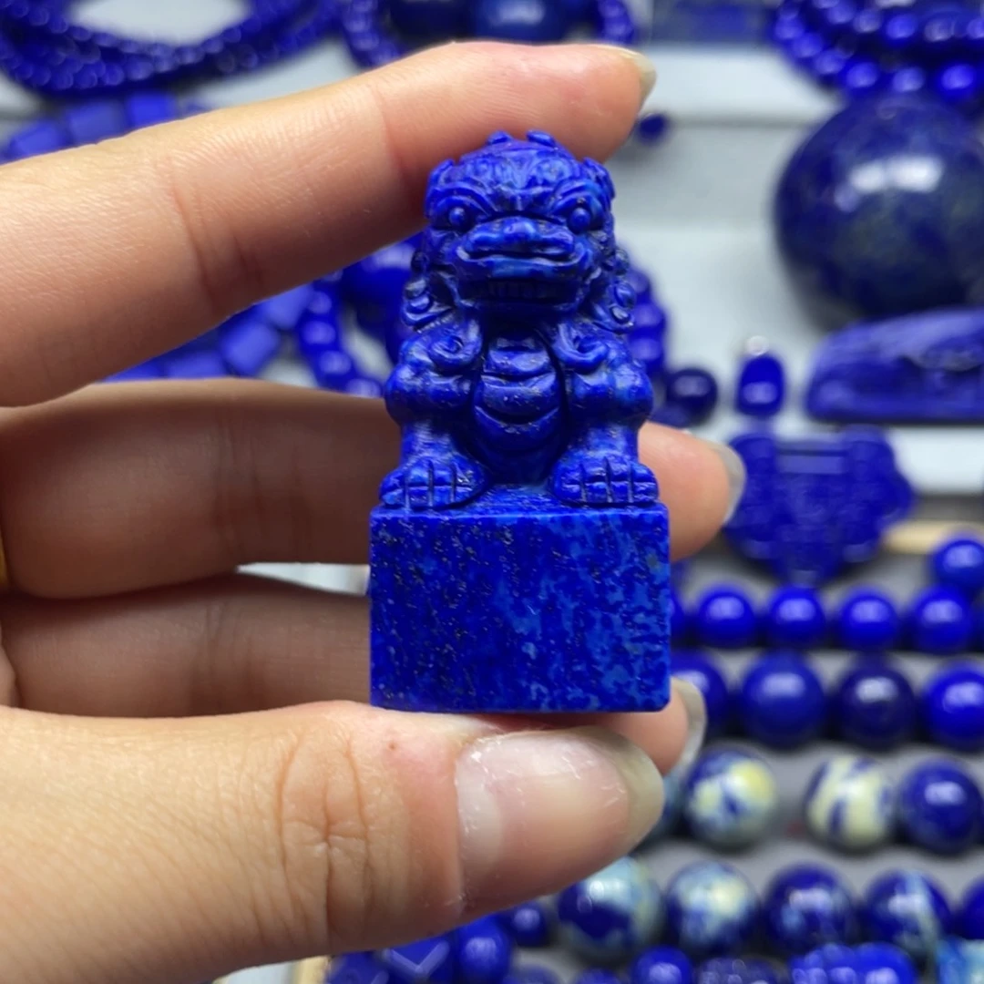 青金石狮子印章未镶嵌刀***、