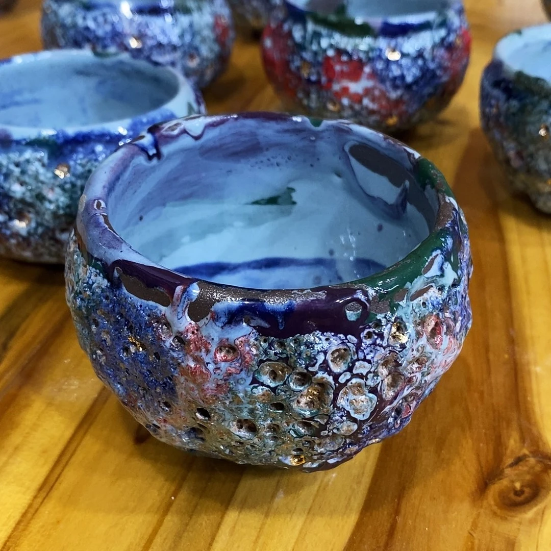 粗陶柴烧志野茶器