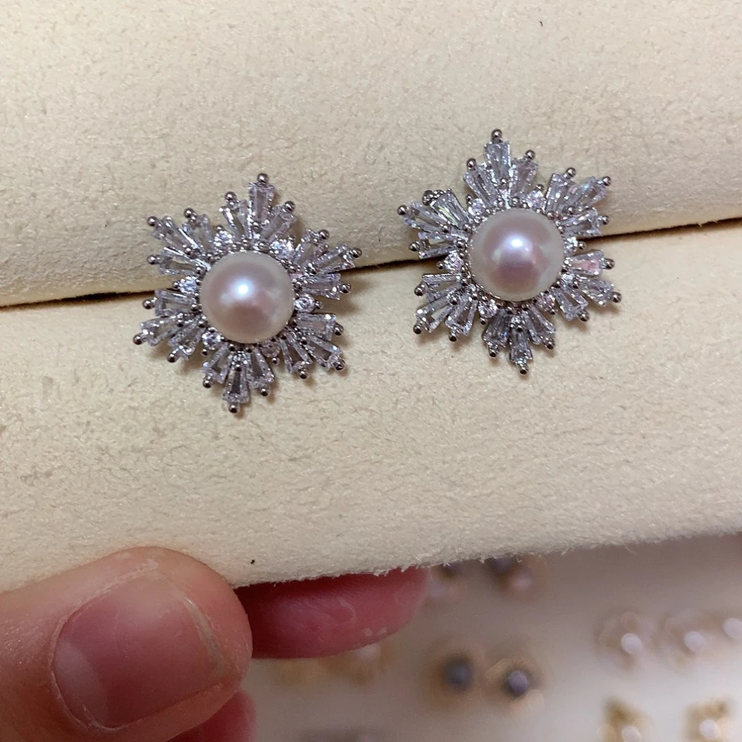 淡水珍珠耳饰合金