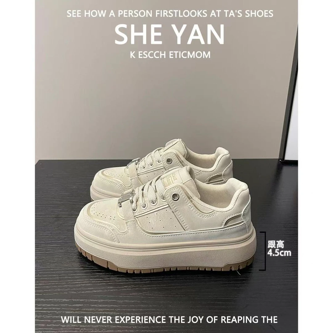 A109白鹭同款厚底女鞋内增高小白鞋秋季增高百搭休闲板鞋港风板鞋