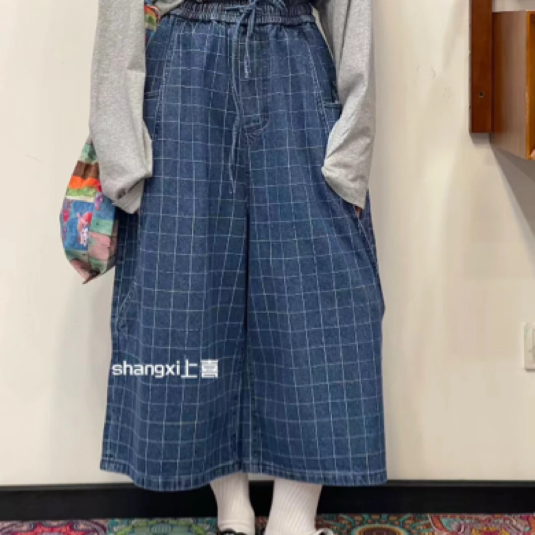 /大大/上喜家/0672#格子撞色拼接八分裤/