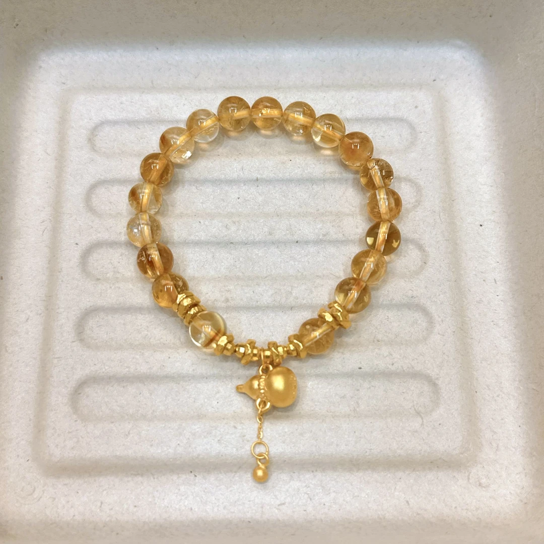 足金配饰设计款7nn天然透体黄塔 晶3D122C