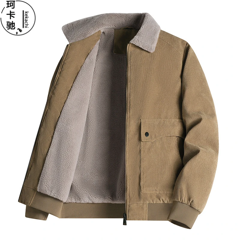 【珂卡驰】男士灯芯绒拼色卫衣2025秋季新款男装青年时尚休闲简约舒