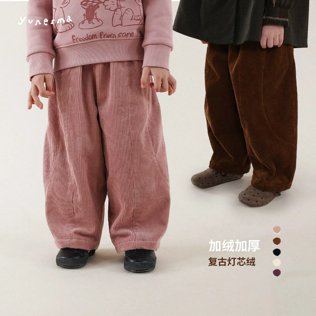 允儿妈女童冬季新款加绒灯芯绒长裤儿童秋冬加厚休闲裤宝宝裤子潮
