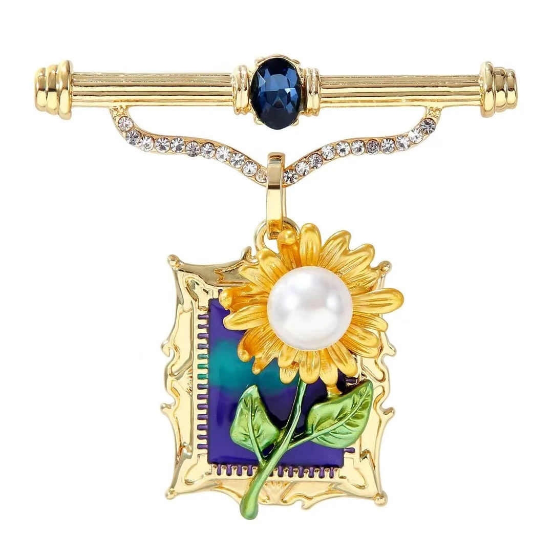 合金锆石胸针 【油画向日葵】百搭轻奢时尚新款潮流胸针3022