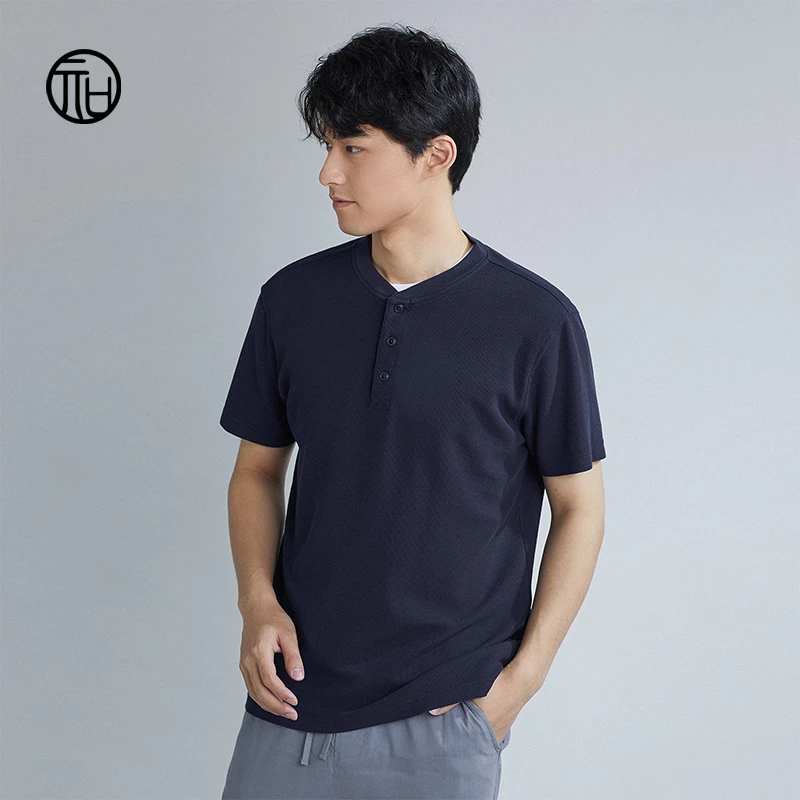 亓口SofTAL免烫易打理耐穿华夫格半开襟短袖T恤 5025