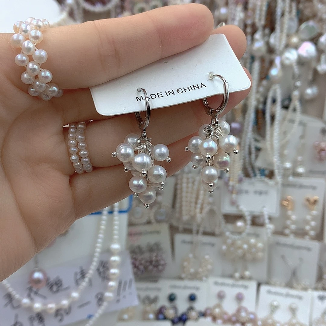 淡水珍珠耳饰银S925镶嵌