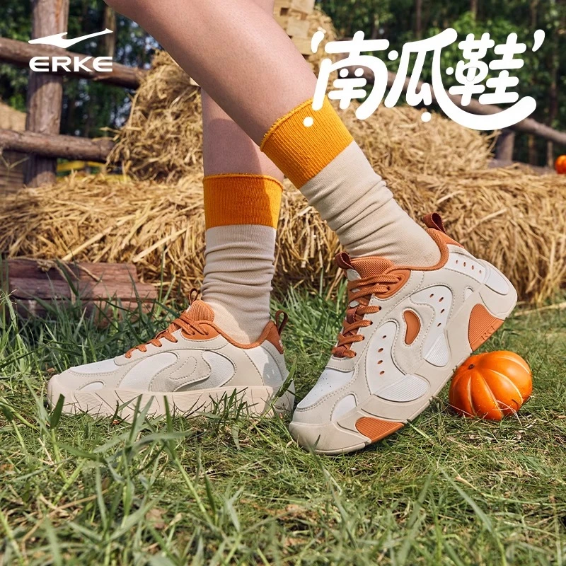 鸿星尔克板鞋南瓜鞋秋季透气女鞋百搭鞋子厚底增高减震防滑休闲鞋