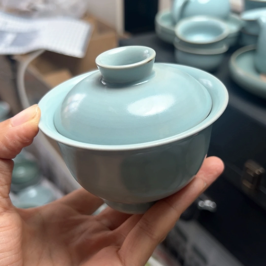 仿古两才盖碗微瑕