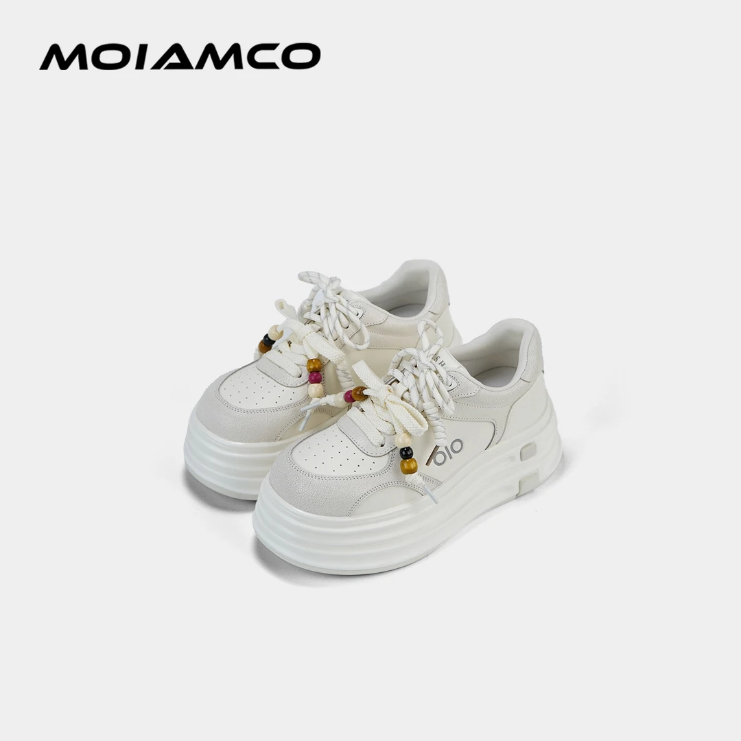 Molamco拼色真皮透气小白鞋板鞋女款208-182
