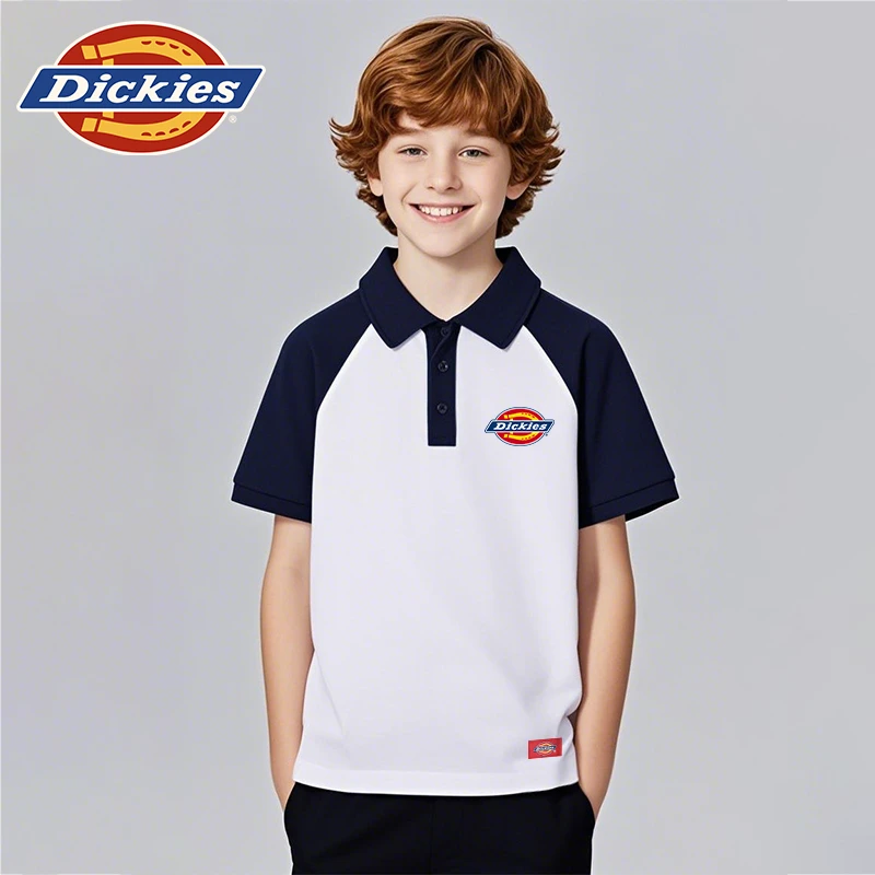 Dickies童装男童polo衫夏季儿童撞色短袖t恤夏款小男孩学院风夏装