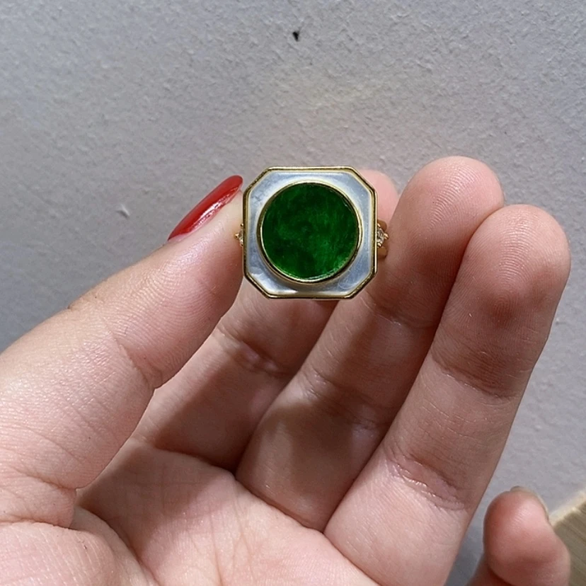 【闪购商品】银S925镀金镶嵌戒指翡翠