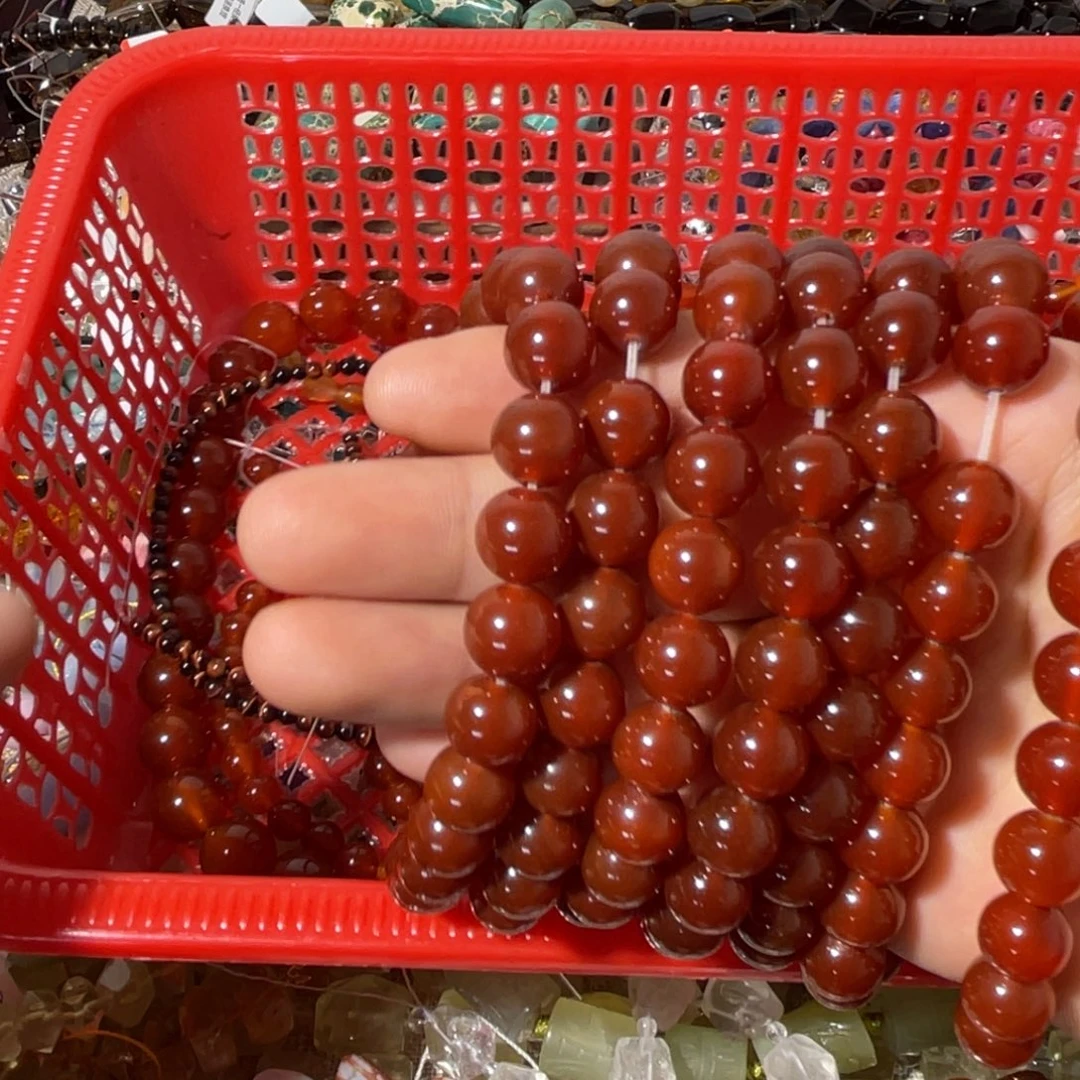 玛瑙/玉髓散珠A品红玛瑙卡10