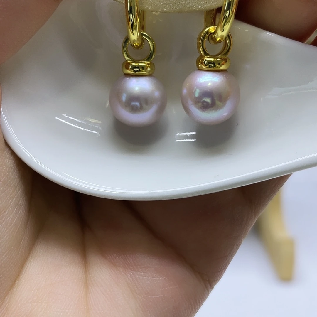 淡水珍珠耳饰银S925镶嵌