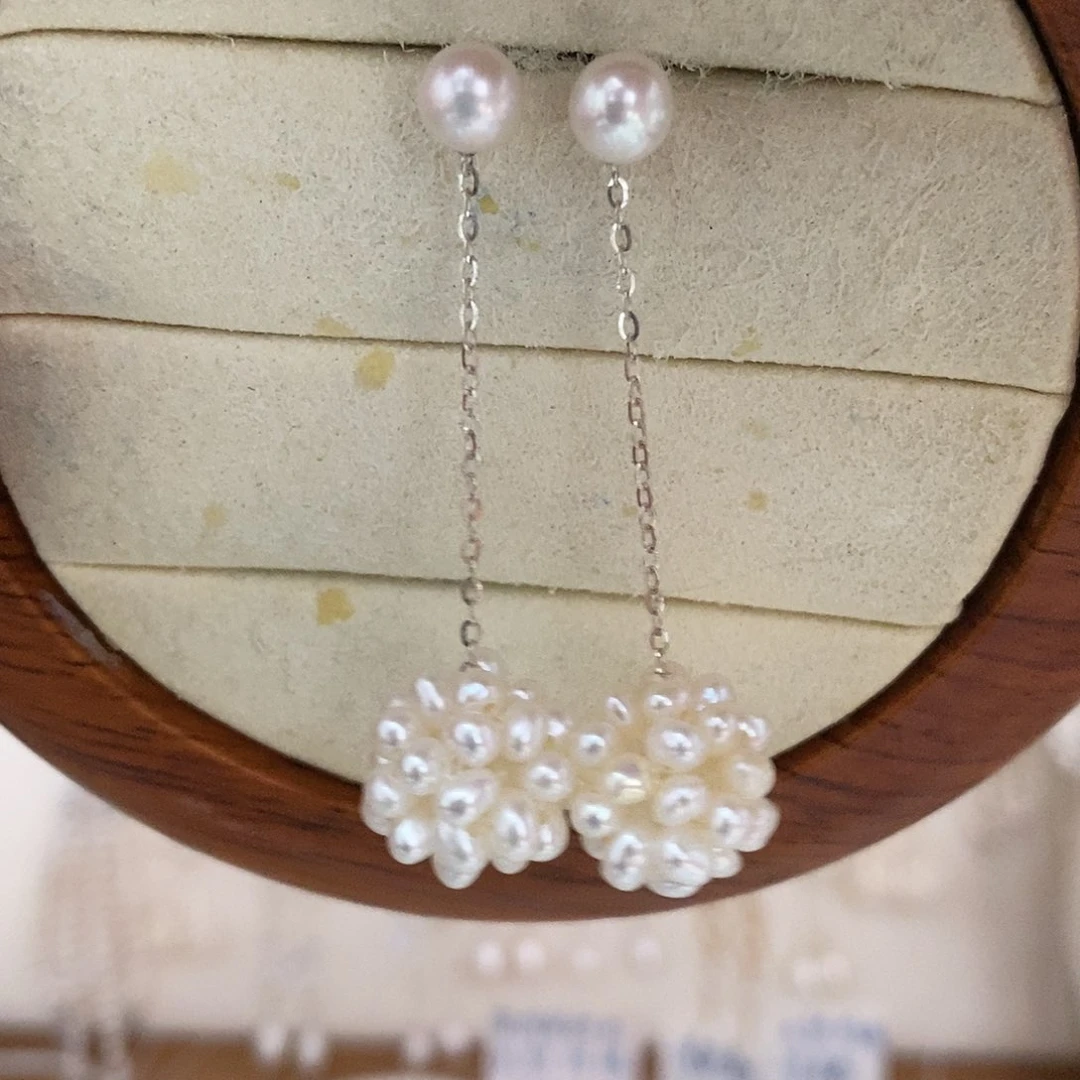 银S925镶嵌淡水珍珠耳饰