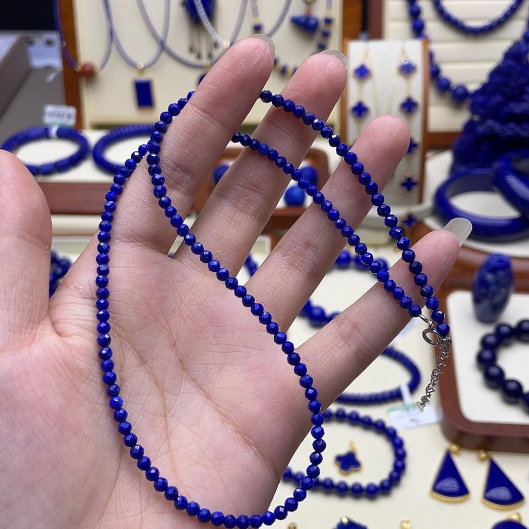 青金石银S925镶嵌项链3+