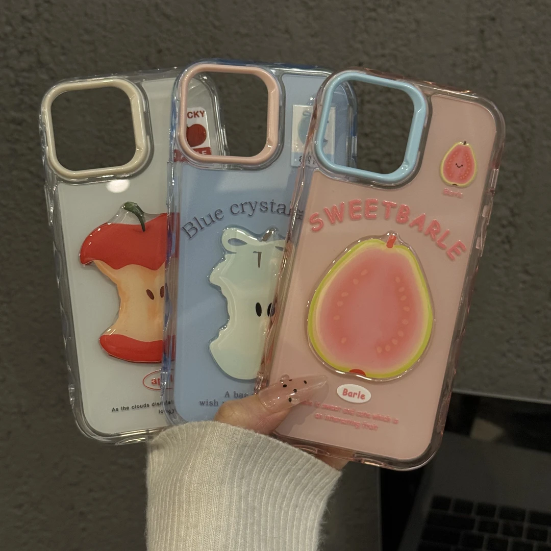 蓝色苹果适用苹果16pro波纹iPhone15果冻手机壳可爱13卡通14p小众