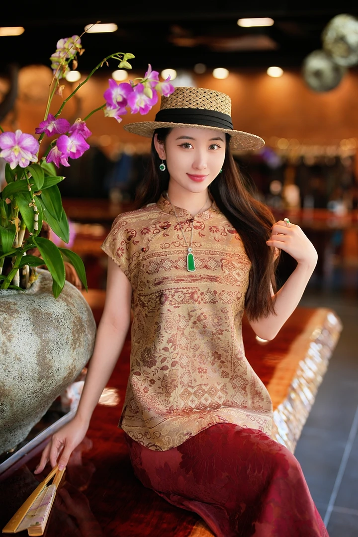 蓝大【​​枕书​​】桑蚕丝新中式无袖上衣5831