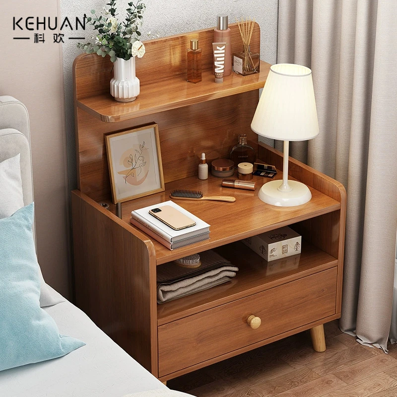 出租房用床头柜现代简约简易加高置物架卧室小床边柜北欧风储物柜