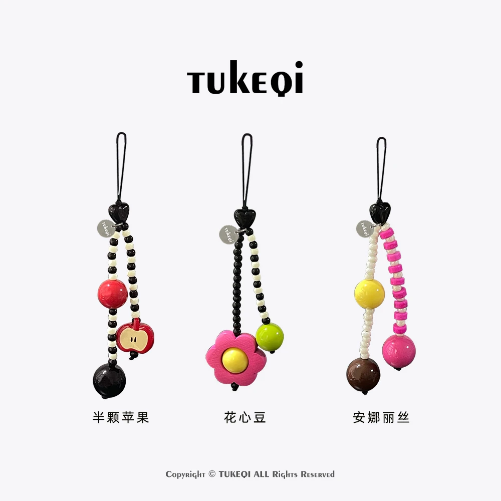 兔可七原创手作串珠手机链便携可爱挂绳相机挂饰