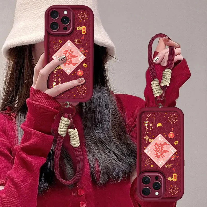 烟花发适用iPhone16promax苹果15pro手机壳14P挂绳8P新年款13/12P