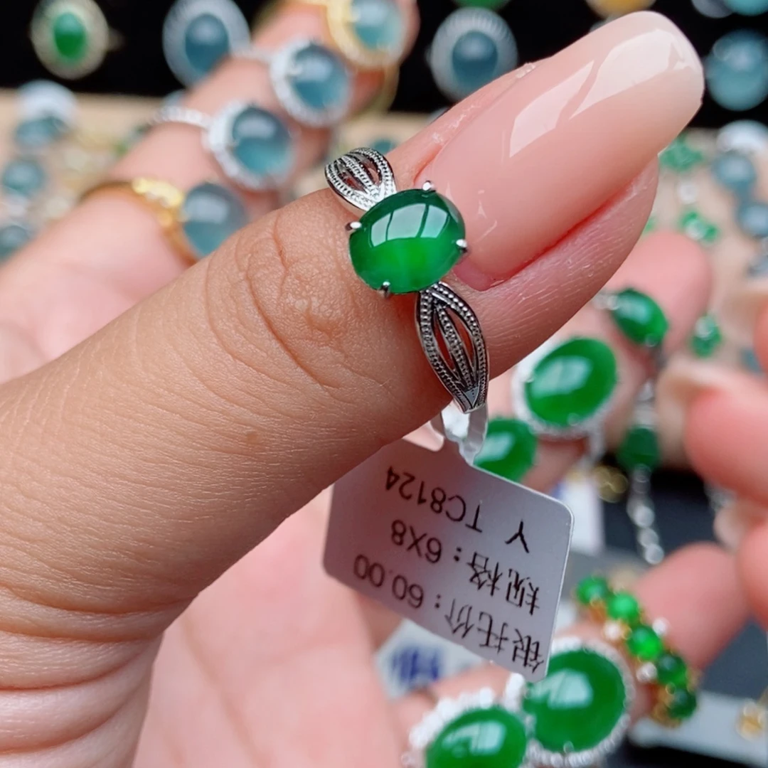翡翠银S925镶嵌戒指