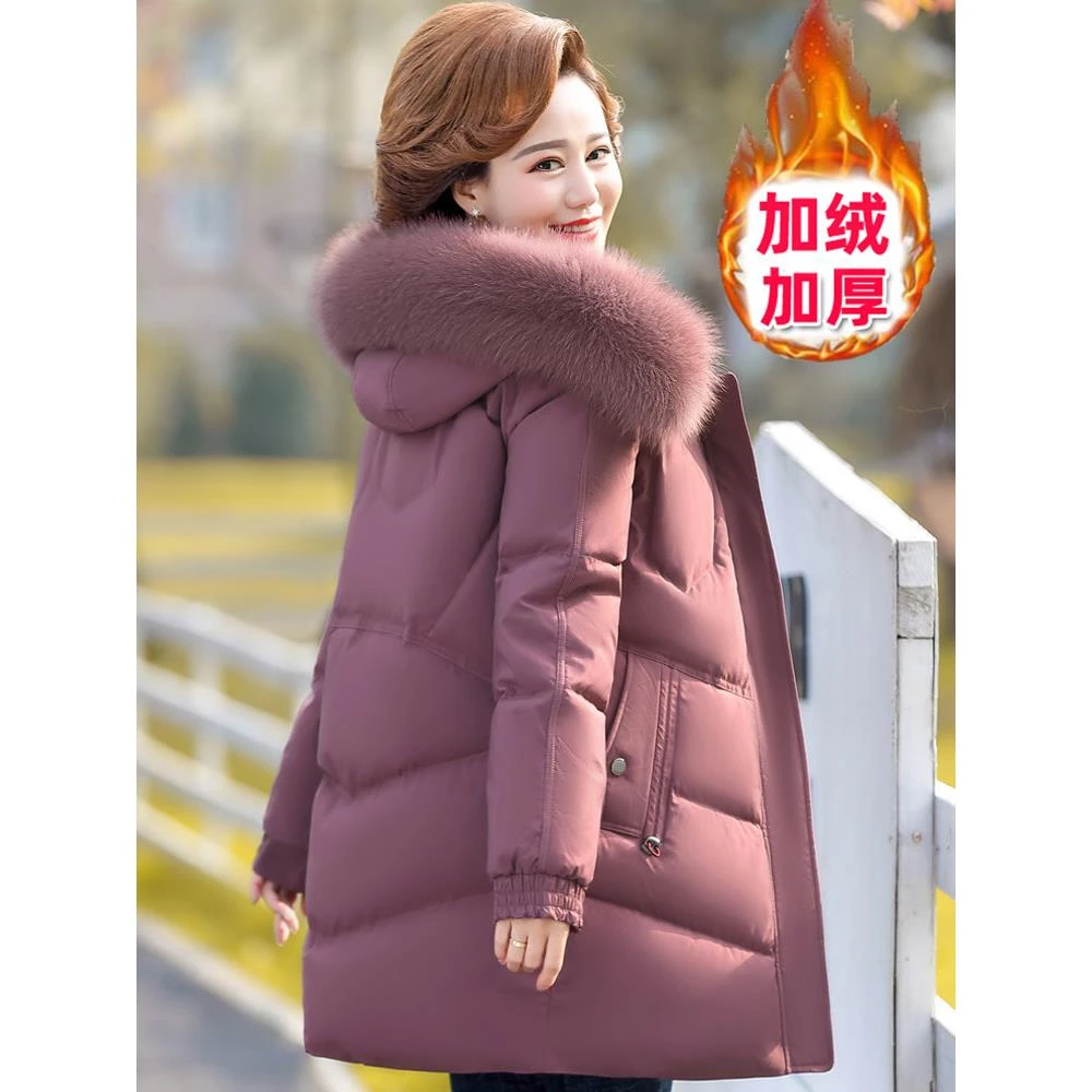 雅鹿中老年妇女羽绒服2025新款冬季中年妈妈加厚冬季服50年服