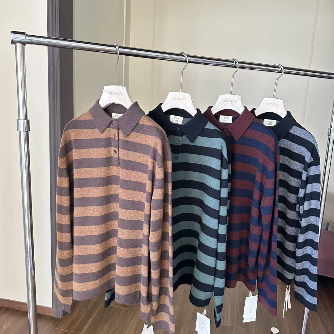 JCLP 12针1条毛羊绒长袖条纹T恤 666102 MY0713