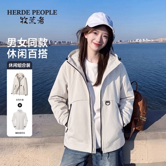 牧荒者春秋情侣户外夹克休闲外套+摇粒绒组合AK508801+