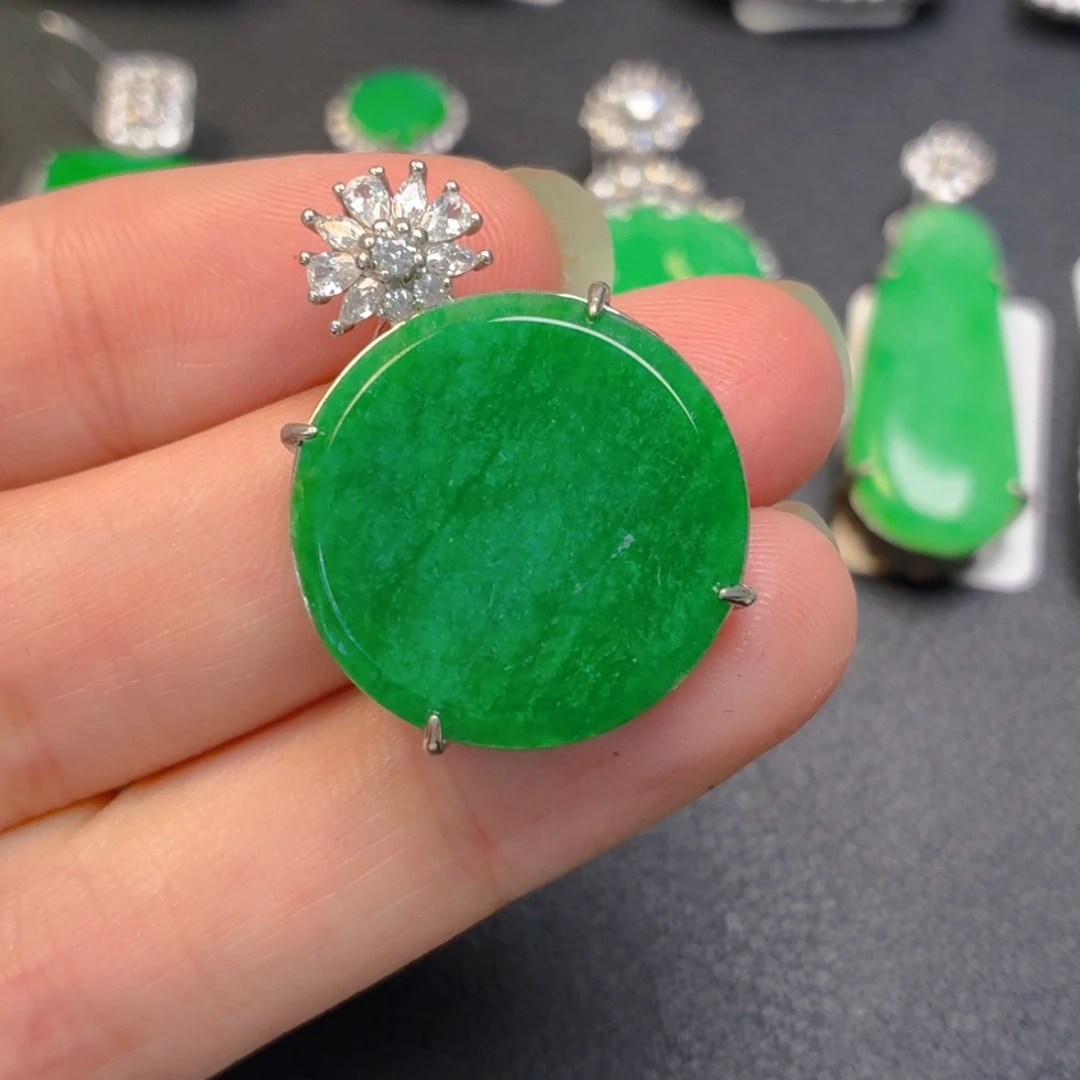翡翠银S925镶嵌吊坠(不含链)