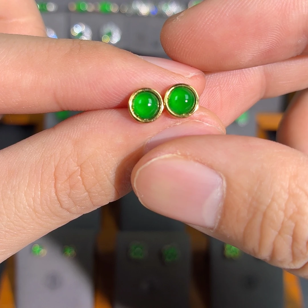 翡翠银S925镶嵌耳饰