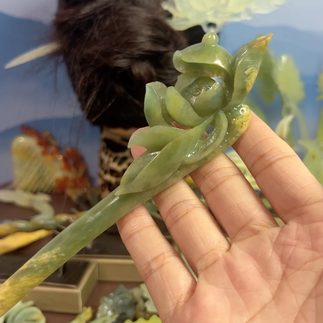 蛇纹石玉发饰合金