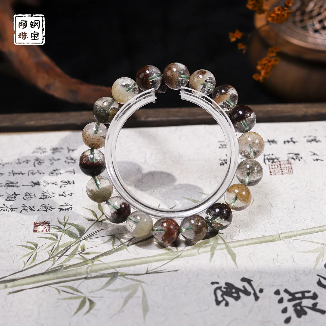 天然聚宝盆7A四季幽灵手串自然微观景象多样性发其一SJ115