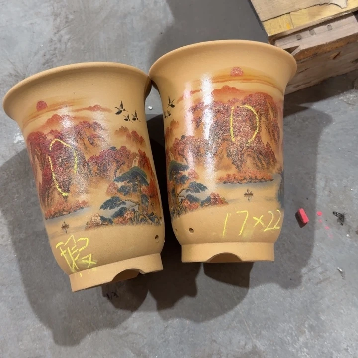 紫砂紫砂花盆破损补发高度22口径17俩只微瑕