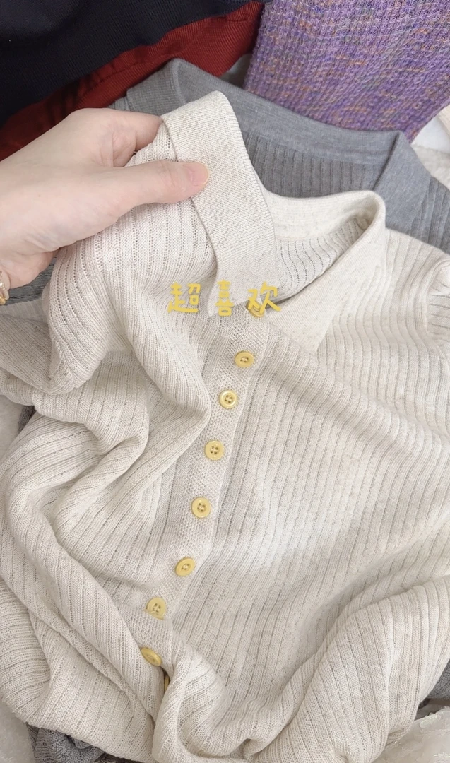 2025夏季新款设计感时尚洋气POLO领针织衫短袖开衫上衣女装TT6666